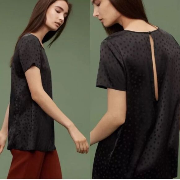 NWT Aritzia Wilfred 100% Silk Cypres Keyhole Back Top Purple Size XXS - Picture 2 of 15